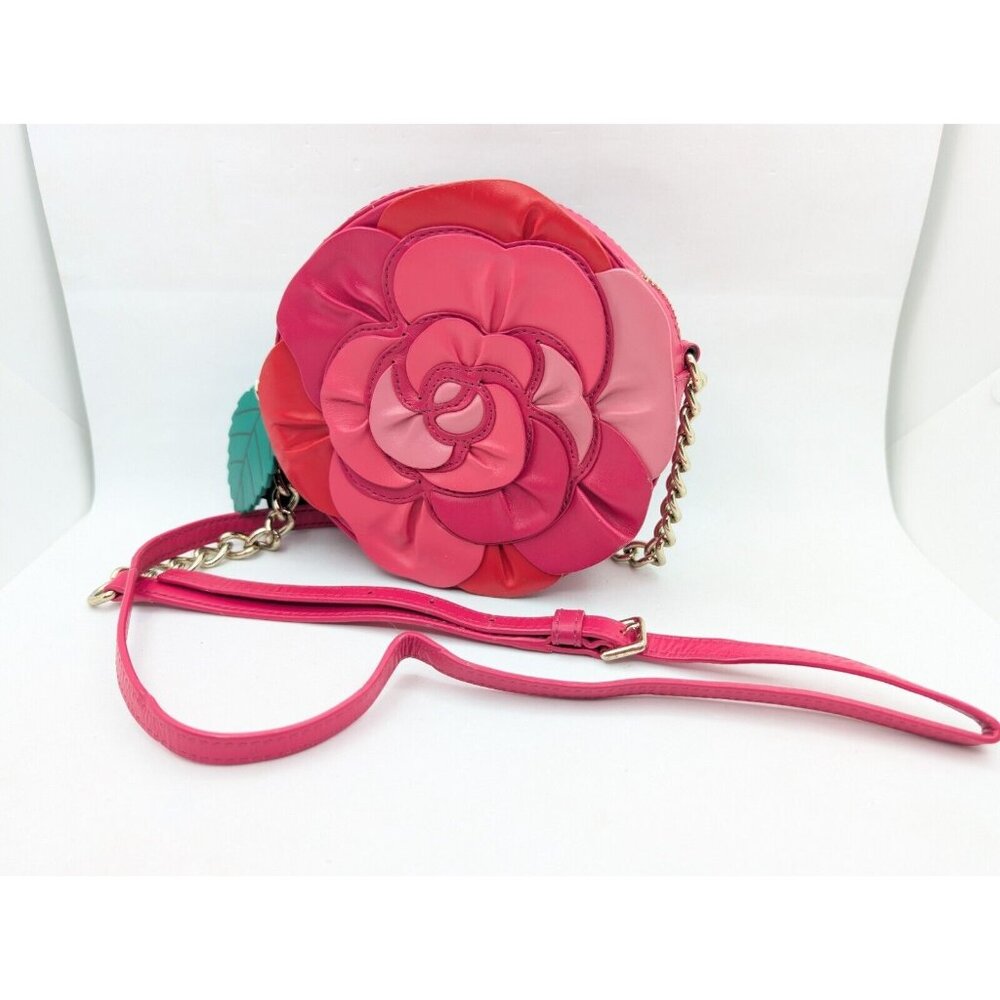 Kate Spade New York mini Shoulder Bag Leather Rambling Rose Round Pink HTF READ
